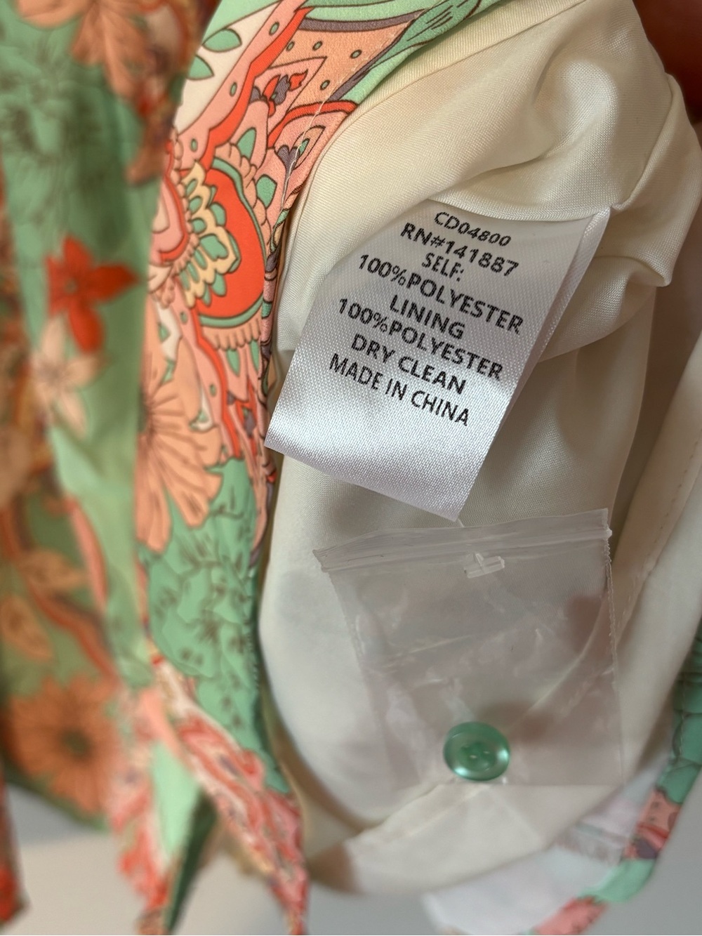 Summer Mint Green Paisley Floral Button-Up Babydoll Concert Dress - Picture 8 of 11